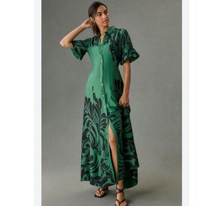 Bell-Sleeve Buttondown Shirt Dress
Maeve by Anthropologie
NWOT
Color- Green